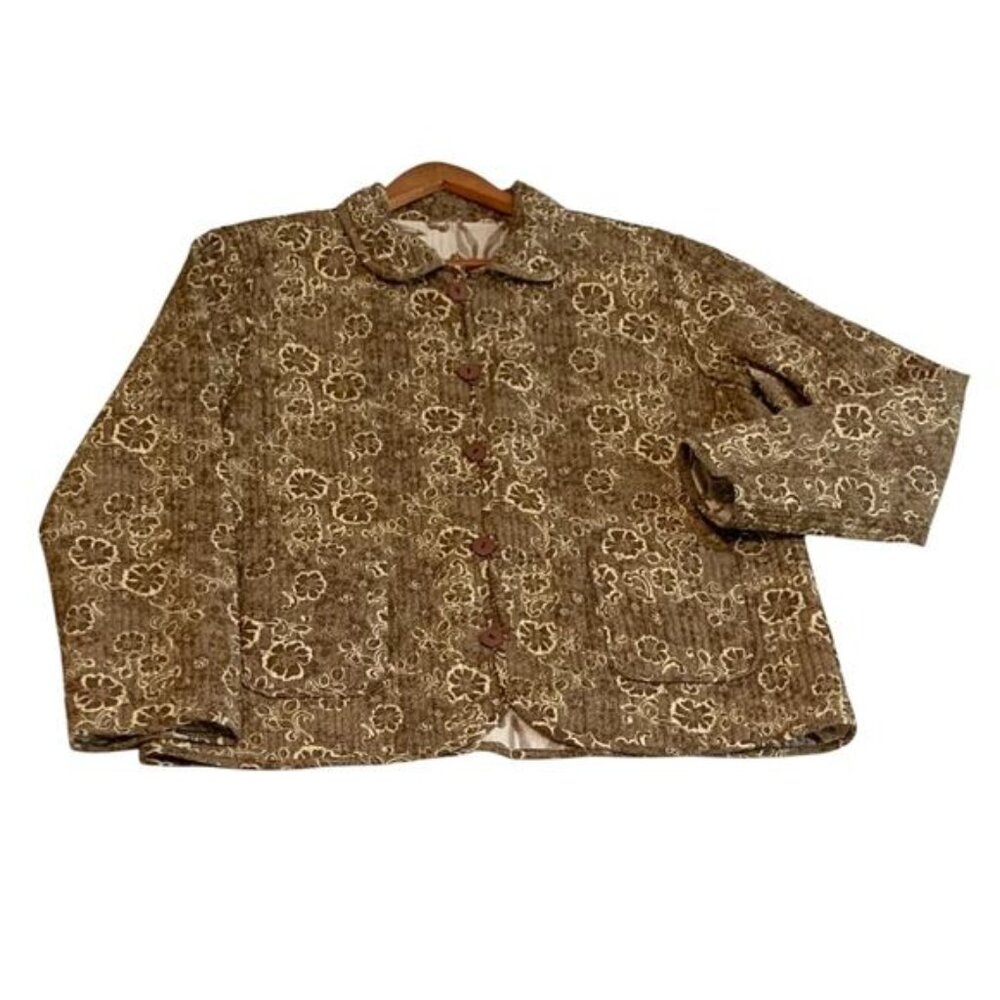 CASUAL STUDIO Women's Reversible Jacket Cream Mocha Mousse Button Front Sz. L